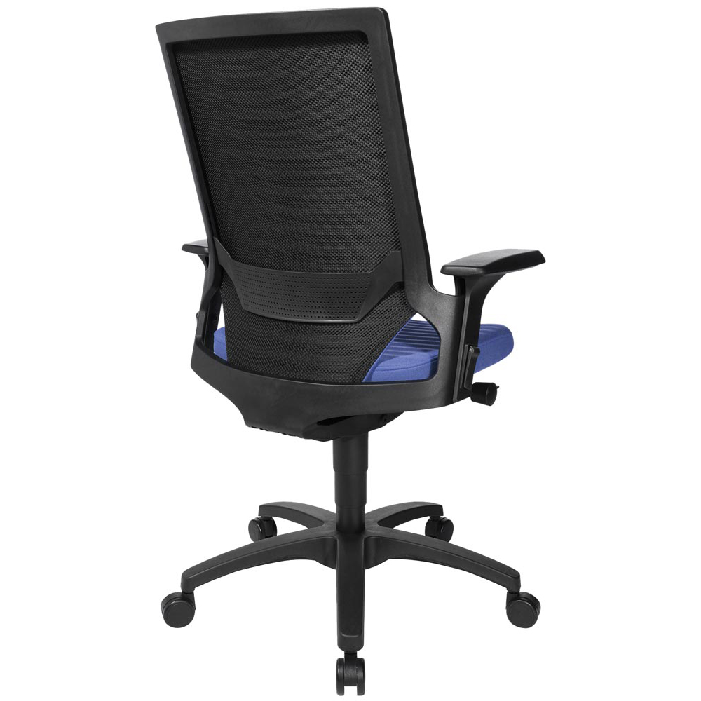 Bürodrehstuhl, Sitz-BxTxH 480x460x420-550 mm, Lehnenh. 560 mm, Lordosenstütze, Synchronmech., Muldensitz, inkl. Armlehnen, blau