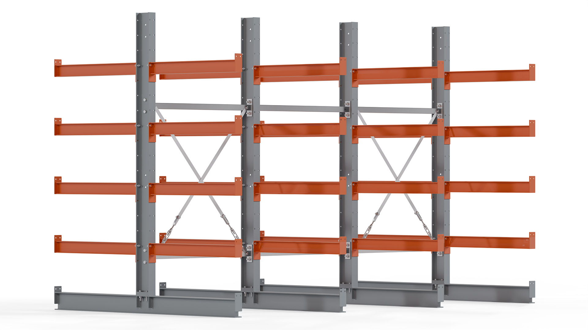 Kragarmregal KARL basic - lackiert - Breite: 300 cm - Höhe: 200 cm - Tiefe: 80 cm - Traglast je Kragarm: 550 kg - beidseitig