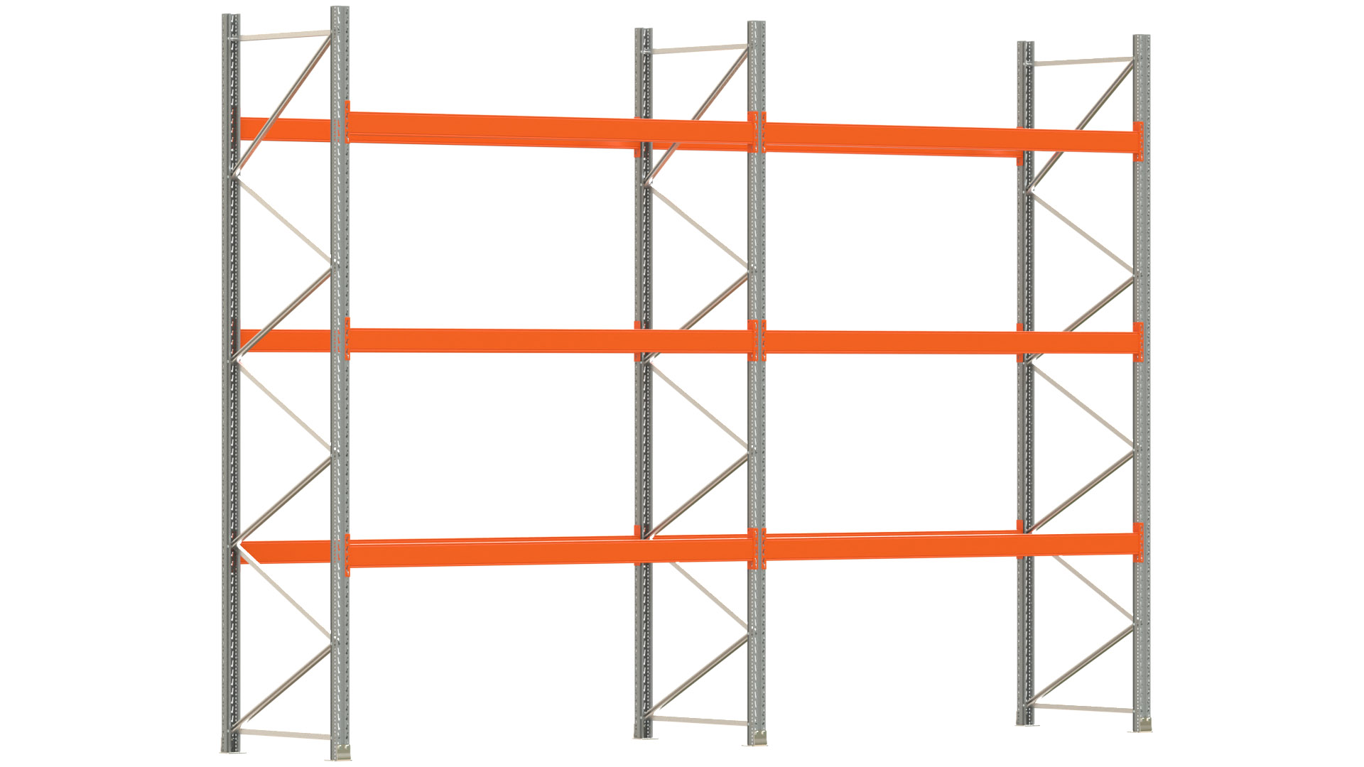 Palettenregal ARTUS - Breite 565,5 cm - Höhe 400 cm - Tiefe 110 cm - Fachlast 2910 kg - 24 Palettenstellplätze