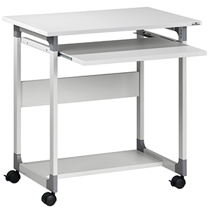 Computertisch, BxTxH 750x534x770 mm, 2 Böden, höhenverstellbarer Tastaturauszug, fahrbar, lichtgrau