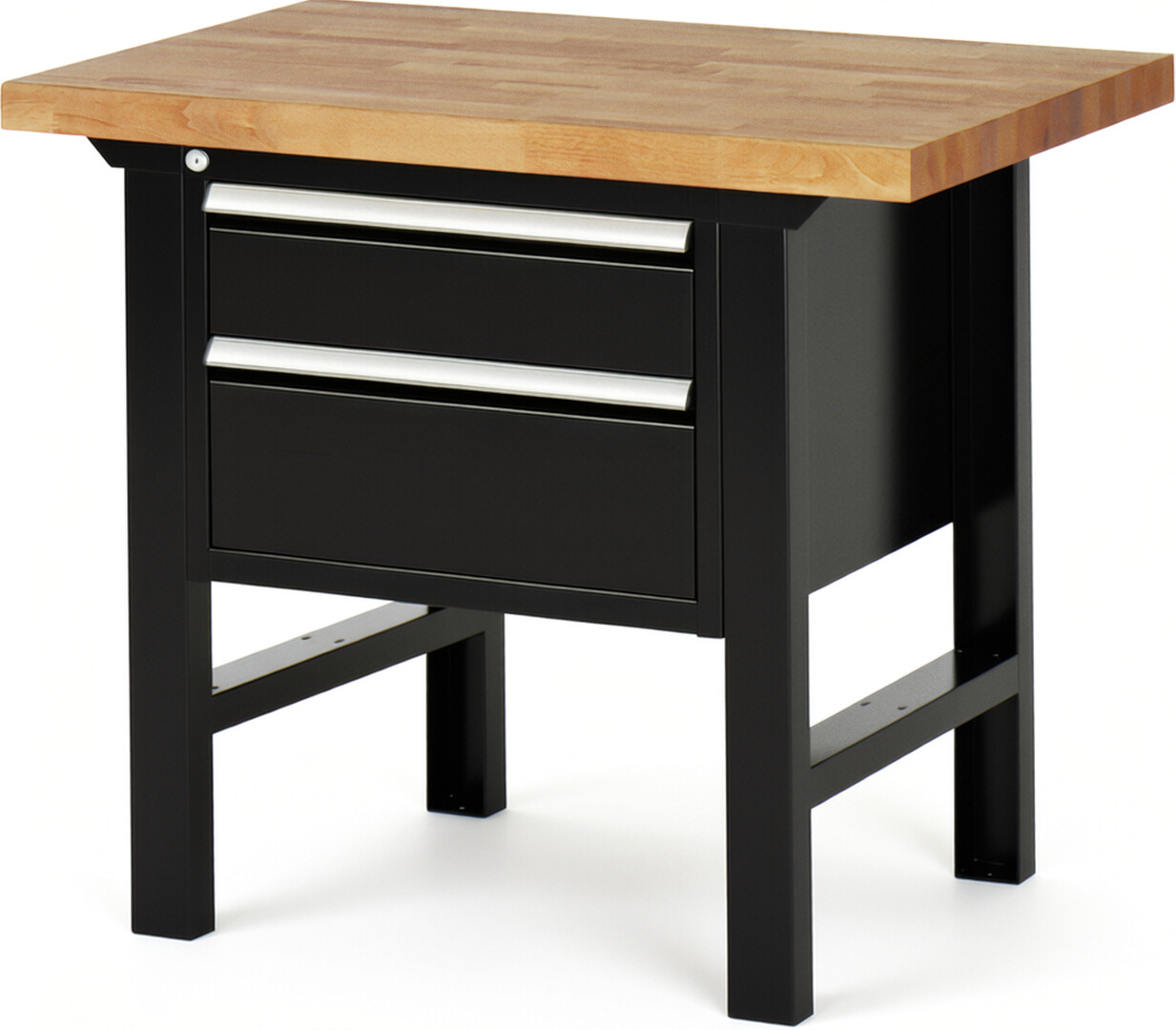 RAU Werkbank schwarz - Breite 100 cm - Tiefe 70 cm - Höhe 84 cm - Buche-Massiv Arbeitsplatte 40 mm