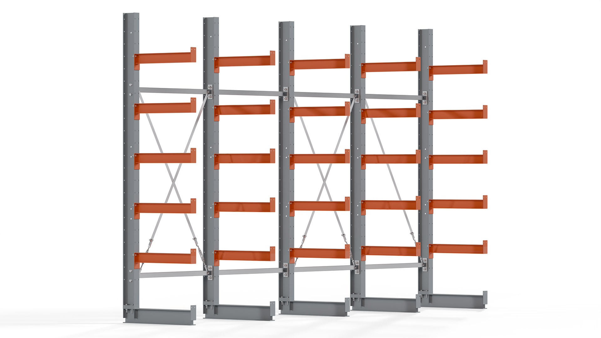 Kragarmregal KARL basic - lackiert - Breite: 400 cm - Höhe: 250 cm - Tiefe: 60 cm - Traglast je Kragarm: 730 kg - einseitig