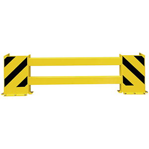 Regalschutz-Planken-Set, für Einfachregalreihe, Innenbereich, einstellbar von 900-1300 mm, beschichtet in gelb, mit schwarzen Streifen
