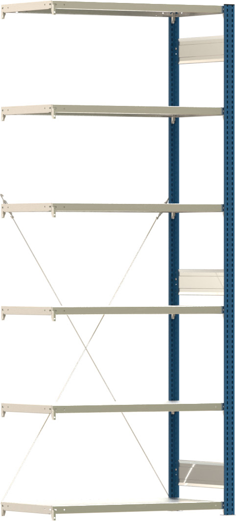 Fachbodenregal BERT - Breite: 100,5 cm - Tiefe: 50 cm - Höhe: 250 cm - 6 Böden - Anbauregal