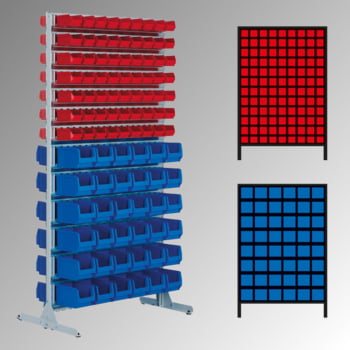 Kleinteileregal, Magazinregal für Sichtlagerkästen, beidseitig - 216 Kästen - flexibles Stecksystem, robust und kippsicher - 1.510 x 1.010 x 600 mm (HxBxT)