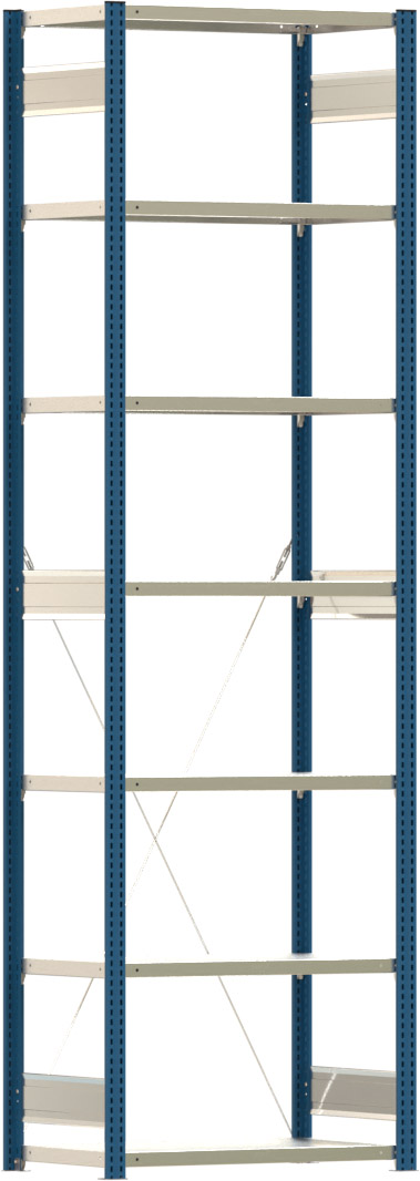 Fachbodenregal BERT - Breite: 87,5 cm - Tiefe: 50 cm - Höhe: 300 cm - 7 Böden - Grundregal