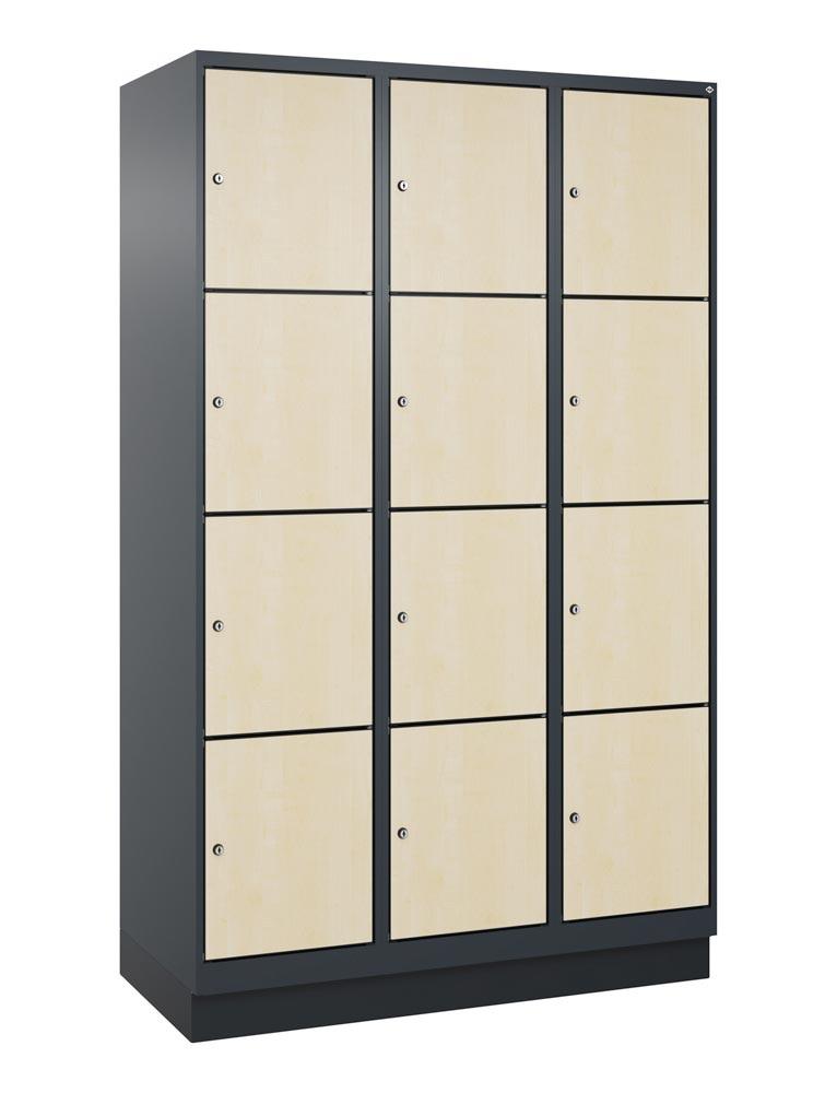 Fächerschrank mit MDF Türen, Breite 120 cm, Höhe 195 cm, Tiefe 50 cm, 12 Fächer