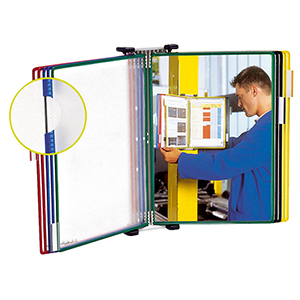 Sichttafel-Wandelement, 5 DIN A4 PVC-Tafeln, sortiert, blau, rot, gelb, grün, schwarz
