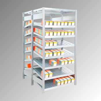 Schrägbodenregal, doppelseitig - 250 kg - 2.000 x 1.005 x 1.652 mm (HxBxT) - Grundregal - verzinkt