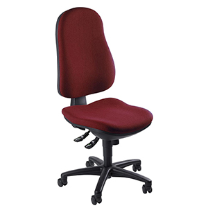 Bürodrehstuhl, Sitz-BxTxH 460x460x420-550 mm, Lehnenh. 520 mm, Synchronmech., Bandscheibensitz, bordeaux