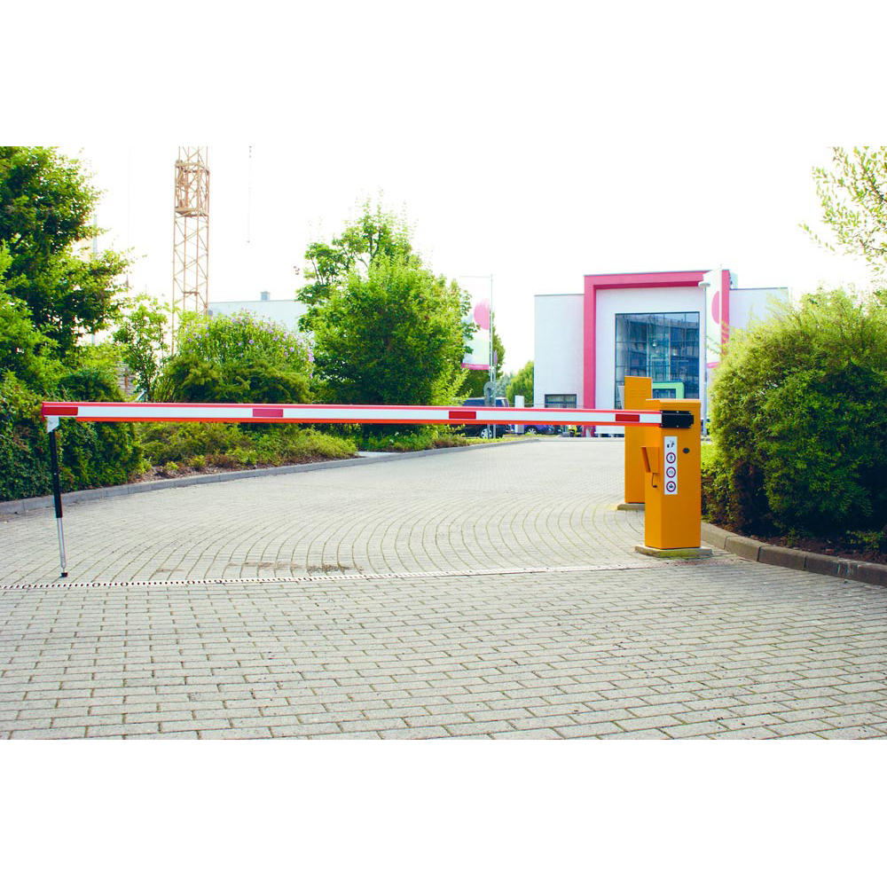 Elektromechanische Schranke RAL 9010, inkl.Pendelstütze und Handsender, Breite 4,0 m