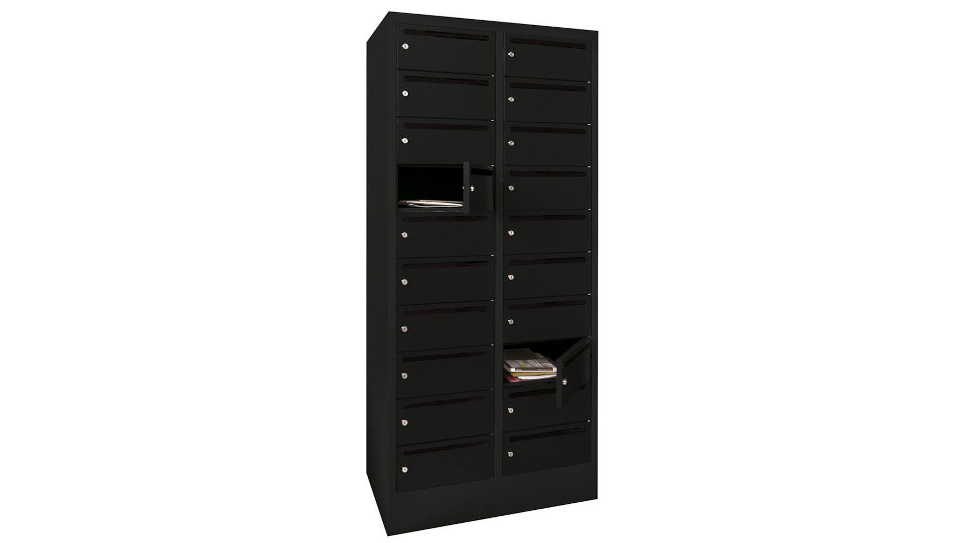 Postverteilerschrank, Breite 80 cm, Höhe 185 cm, Tiefe 50 cm, 20 Fächer