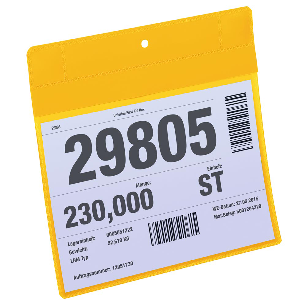 Neodym-Magnettasche, DIN A5 quer,  BxH 210x148 mm, VE 20 Stück, gelb