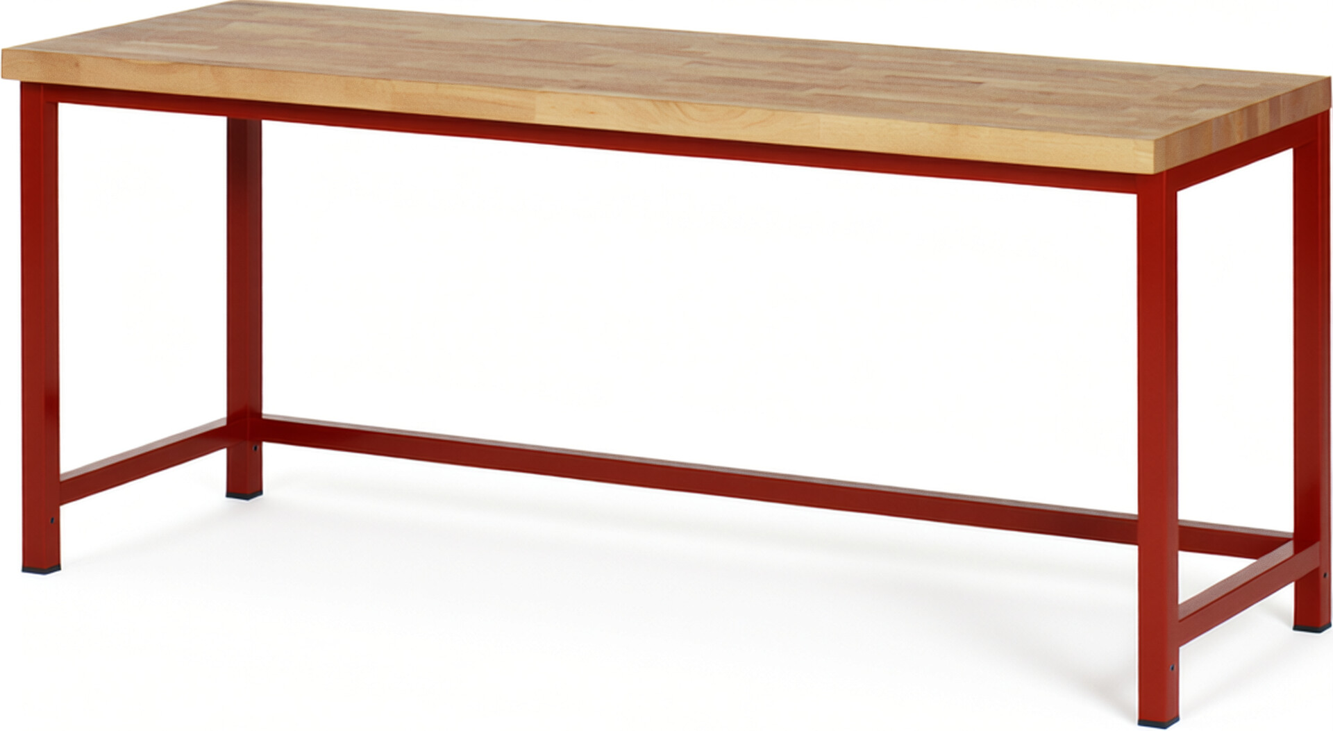 RAU Werkbank rot - Breite 200 cm - Tiefe 70 cm - Höhe 104 cm - Buche-Massiv Arbeitsplatte 40 mm