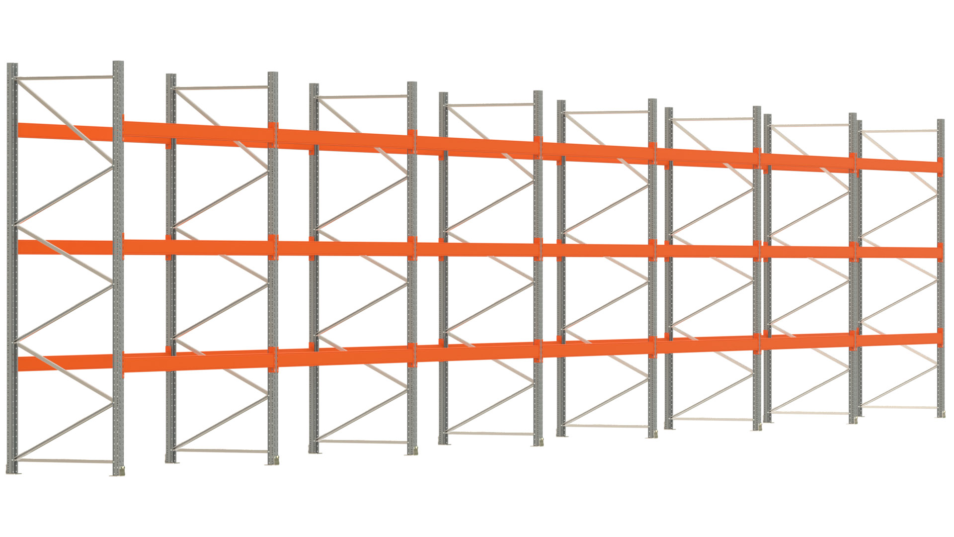 Palettenregal ARTUS - Breite 1958 cm - Höhe 350 cm - Tiefe 110 cm - Fachlast 3000 kg - 84 Palettenstellplätze