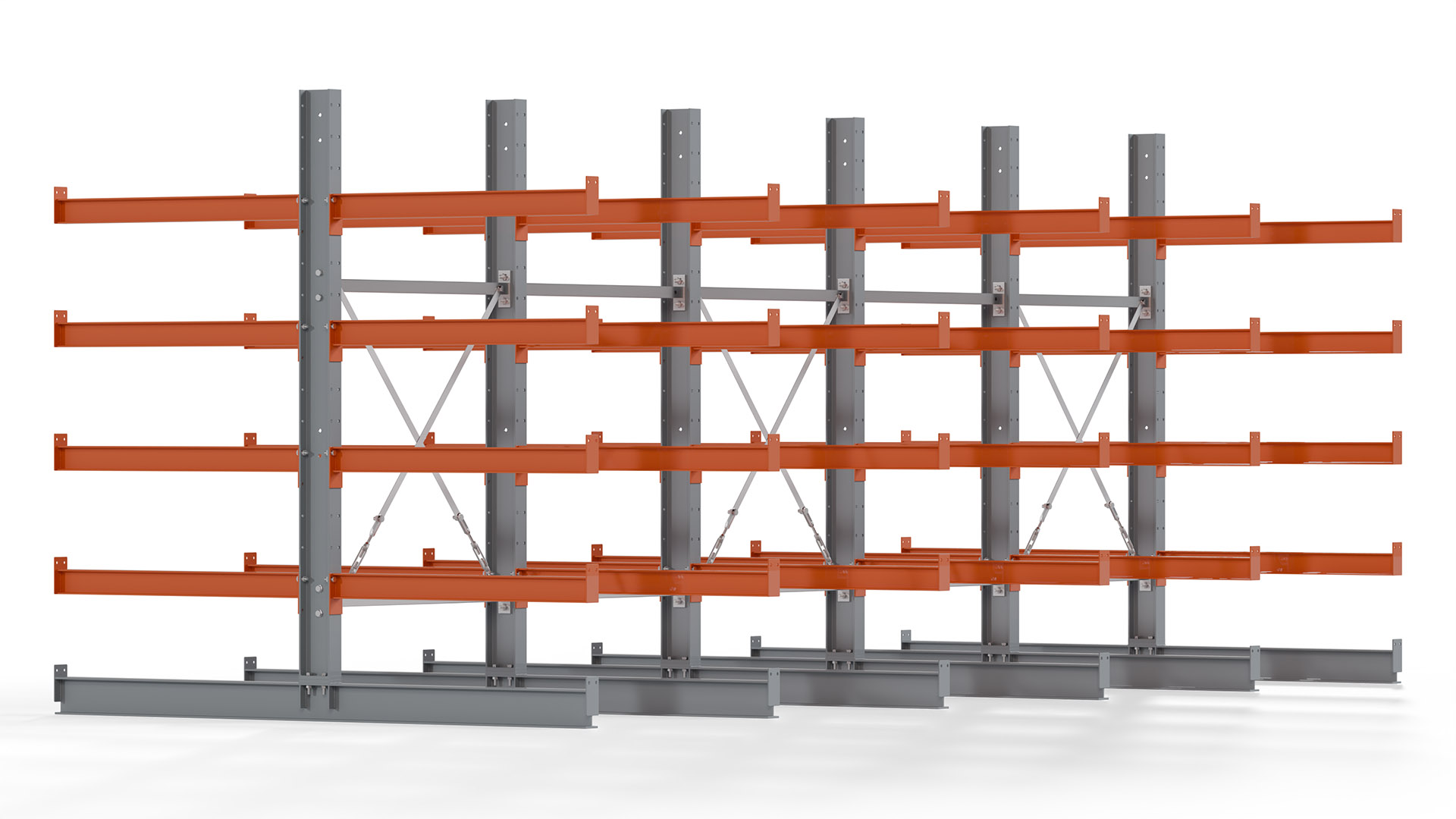 Kragarmregal KARL basic - lackiert - Breite: 500 cm - Höhe: 200 cm - Tiefe: 100 cm - Traglast je Kragarm: 450 kg - beidseitig