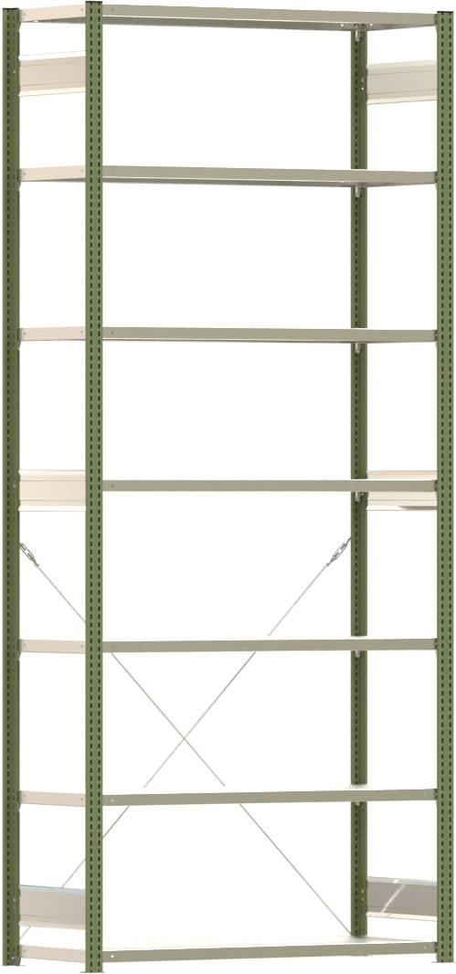 Fachbodenregal BERT - Breite: 128,5 cm - Tiefe: 50 cm - Höhe: 300 cm - 7 Böden - Grundregal