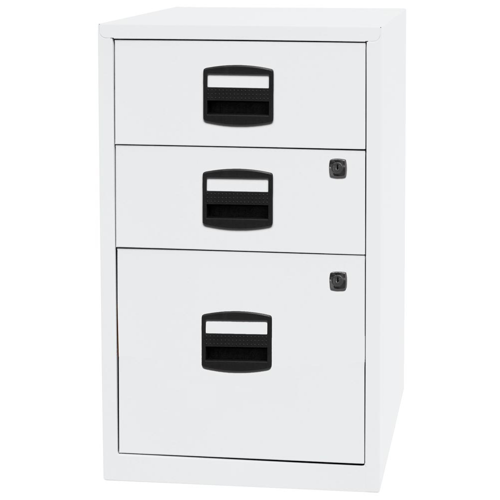 Bürocontainer, Standcontainer, BxTxH 413x400x672 mm, 2 Schubladen, 1 Hängeregistratur, verkehrsweiß