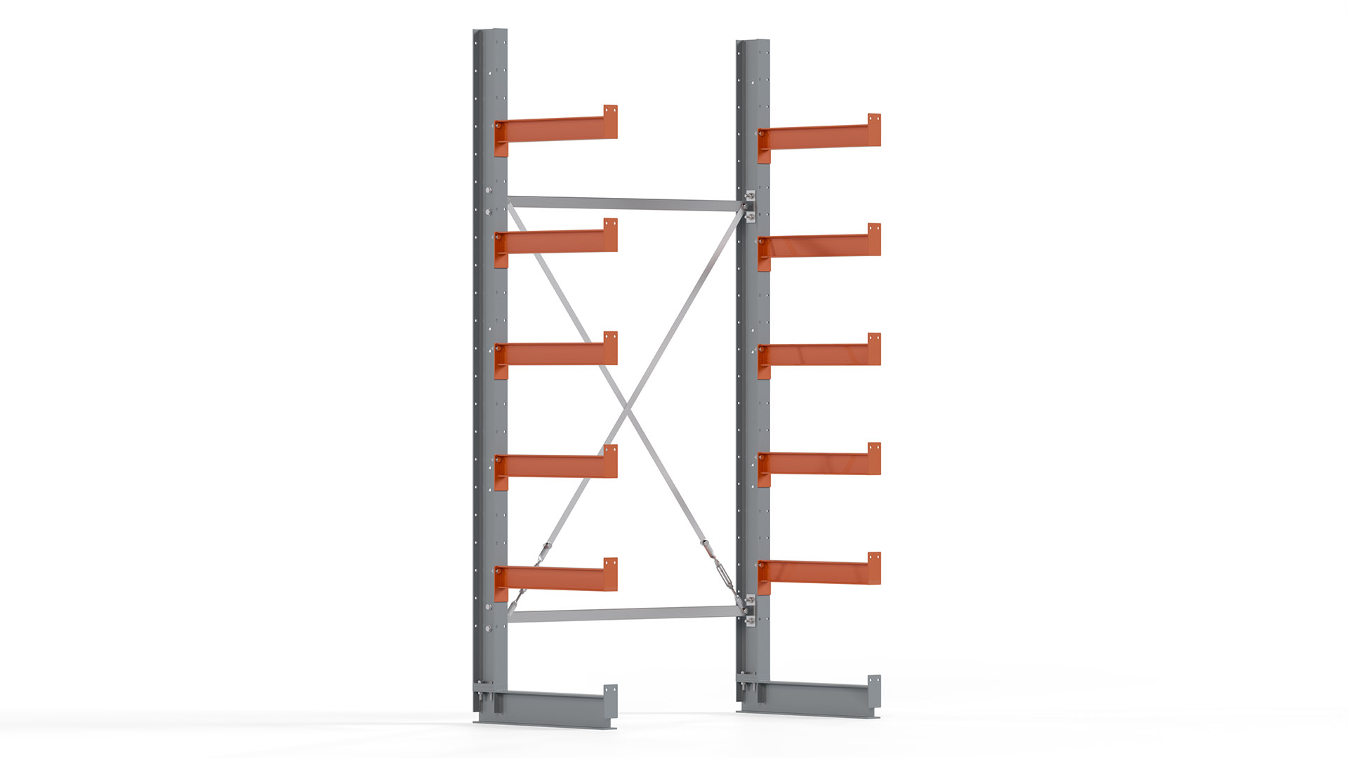 Kragarmregal KARL basic - lackiert - Breite: 128 cm - Höhe: 250 cm - Tiefe: 60 cm - Traglast je Kragarm: 730 kg - einseitig