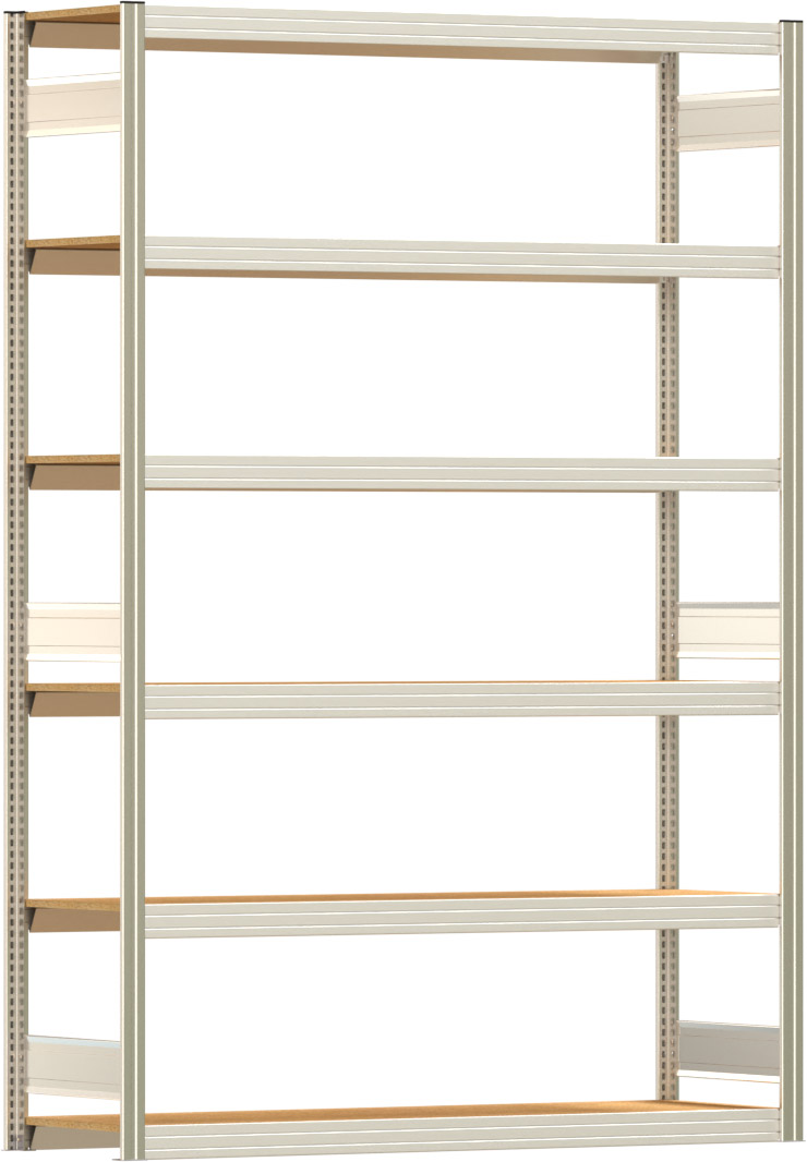 Fachbodenregal BERT - Breite: 169,5 cm - Tiefe: 50 cm - Höhe: 250 cm - 6 Böden - Grundregal