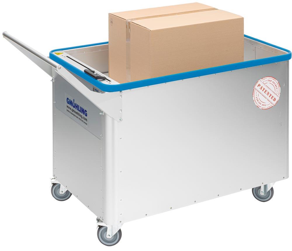 Alu-Kommissionierwagen mit Federboden,Schiebebügel, glatte Oberfl., Federkraft von 25-70 kg stufenlos einstellbar, LxBxH 1435x780x1040 mm