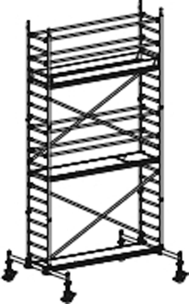 Fahrgerüst, Aluminium, mit Fahrtraverse, Reichhöhe 6,60 m, Standhöhe 4,60 m, Gerüsthöhe 5,82 m, Gewicht 233,1 kg