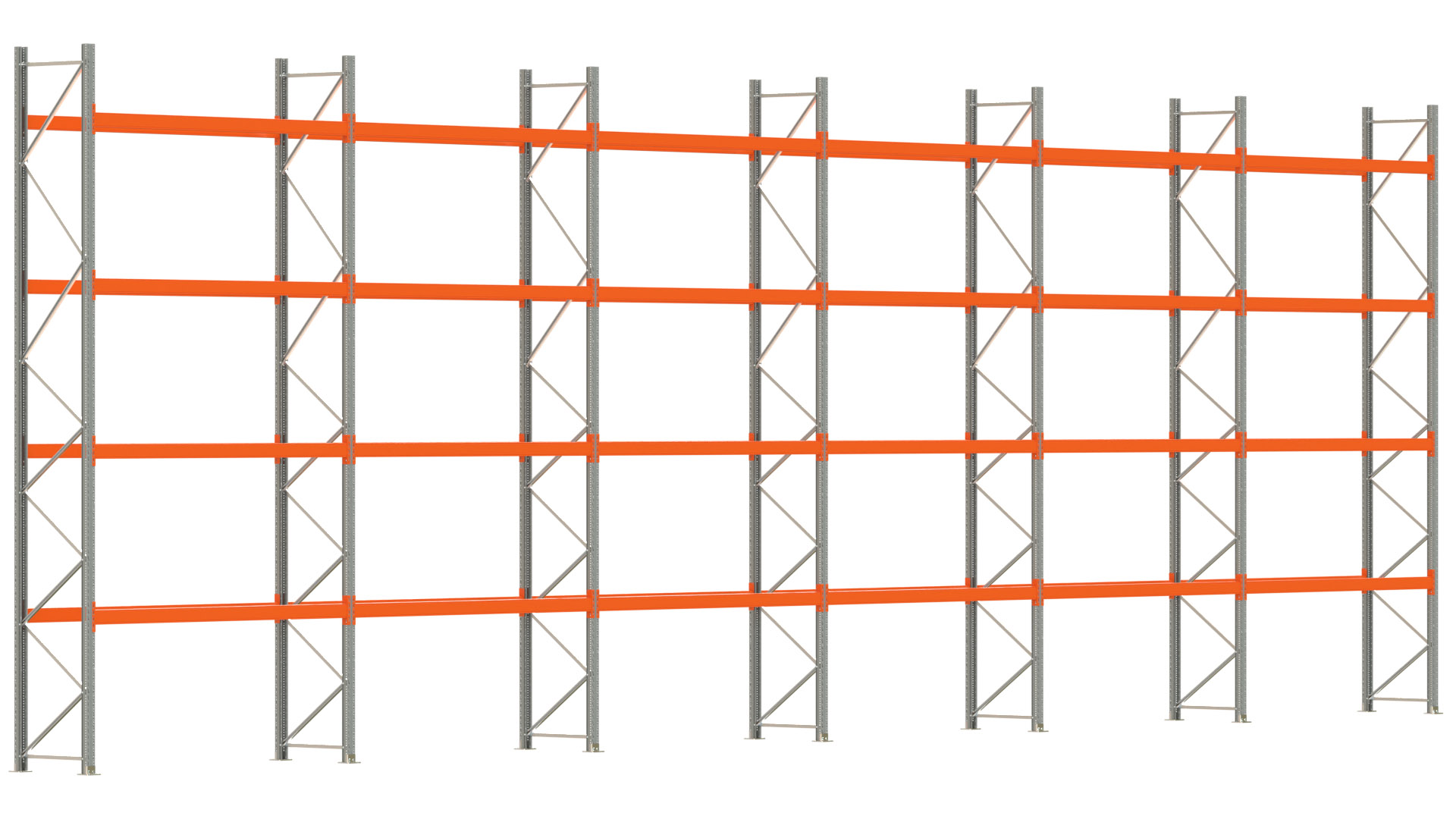 Palettenregal ARTUS - Breite 1679,5 cm - Höhe 550 cm - Tiefe 80 cm - Fachlast 2250 kg - 60 Palettenstellplätze