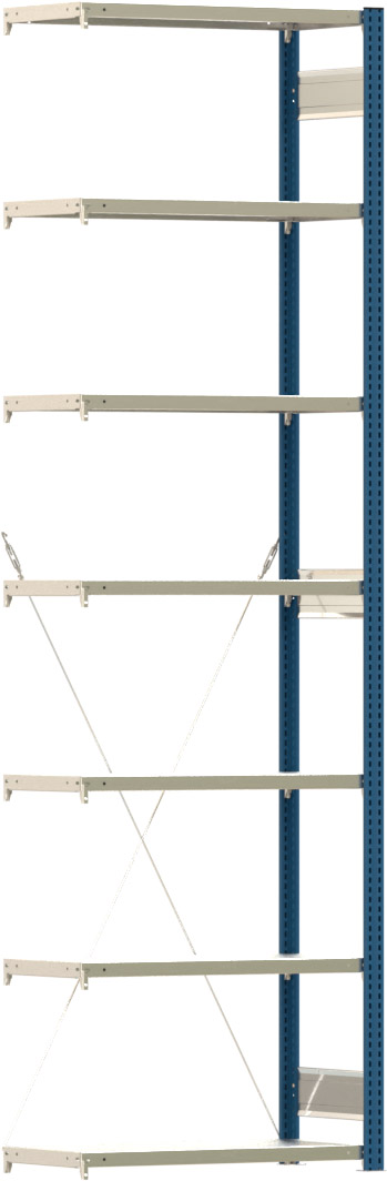 Fachbodenregal BERT - Breite: 87,5 cm - Tiefe: 40 cm - Höhe: 300 cm - 7 Böden - Anbauregal