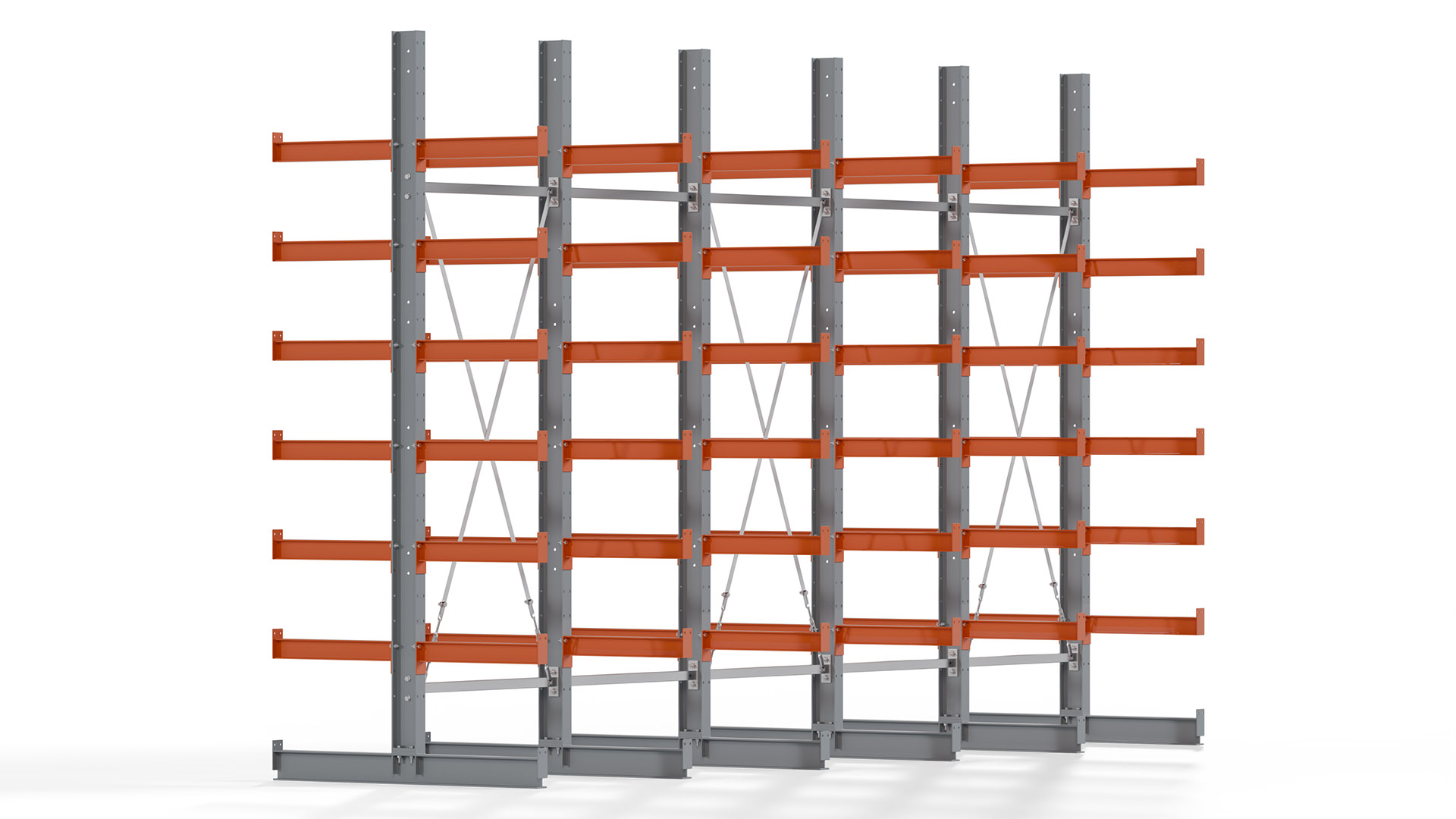 Kragarmregal KARL basic - lackiert - Breite: 500 cm - Höhe: 300 cm - Tiefe: 60 cm - Traglast je Kragarm: 740 kg - beidseitig