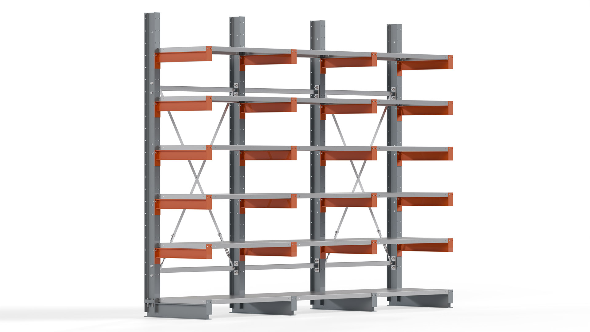 Kragarmregal KARL basic - lackiert - Breite: 300 cm - Höhe: 250 cm - Tiefe: 60 cm - Traglast je Kragarm: 730 kg - einseitig