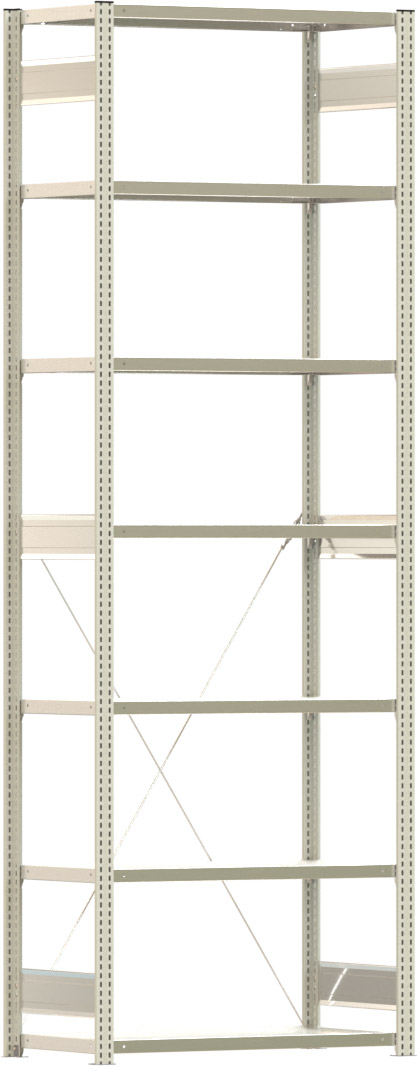 Fachbodenregal BERT - Breite: 100,5 cm - Tiefe: 50 cm - Höhe: 300 cm - 7 Böden - Grundregal