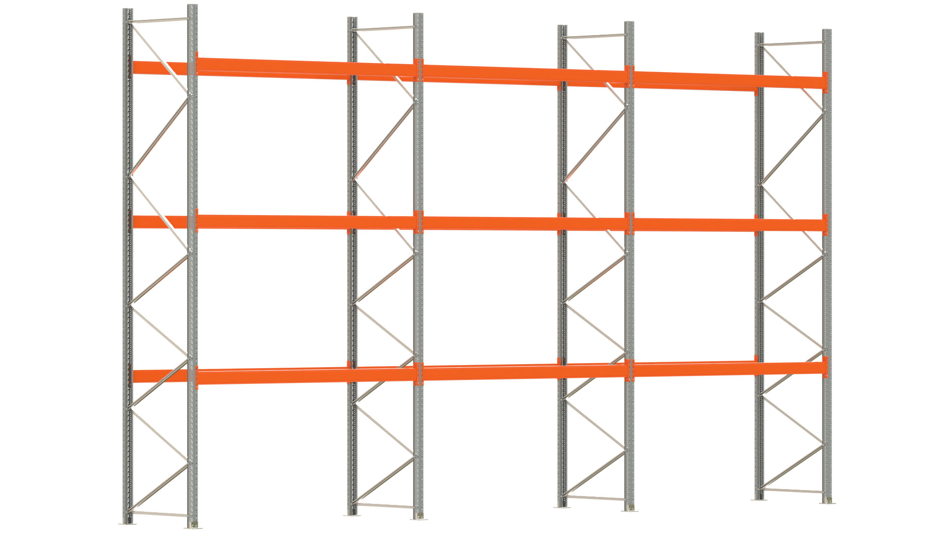 Palettenregal ARTUS - Breite 844 cm - Höhe 500 cm - Tiefe 110 cm - Fachlast 3000 kg - 36 Palettenstellplätze