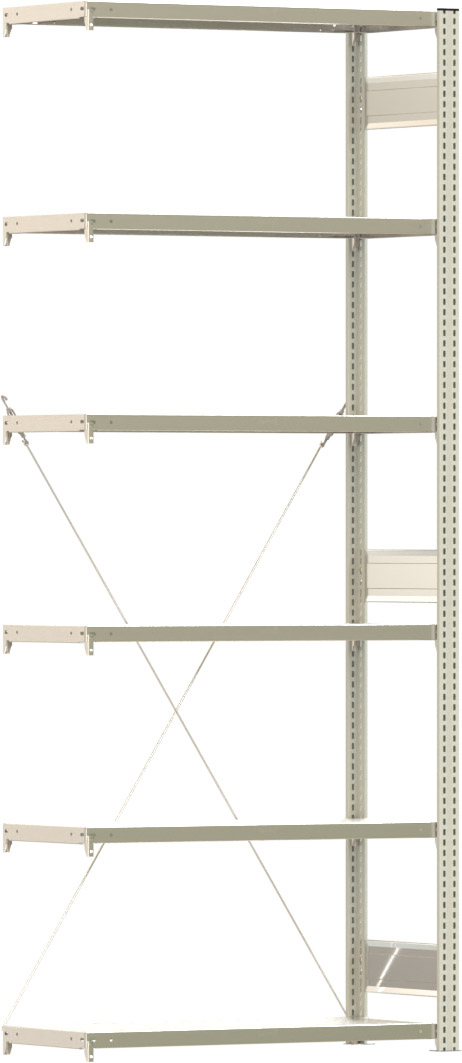Fachbodenregal BERT - Breite: 100,5 cm - Tiefe: 40 cm - Höhe: 250 cm - 6 Böden - Anbauregal