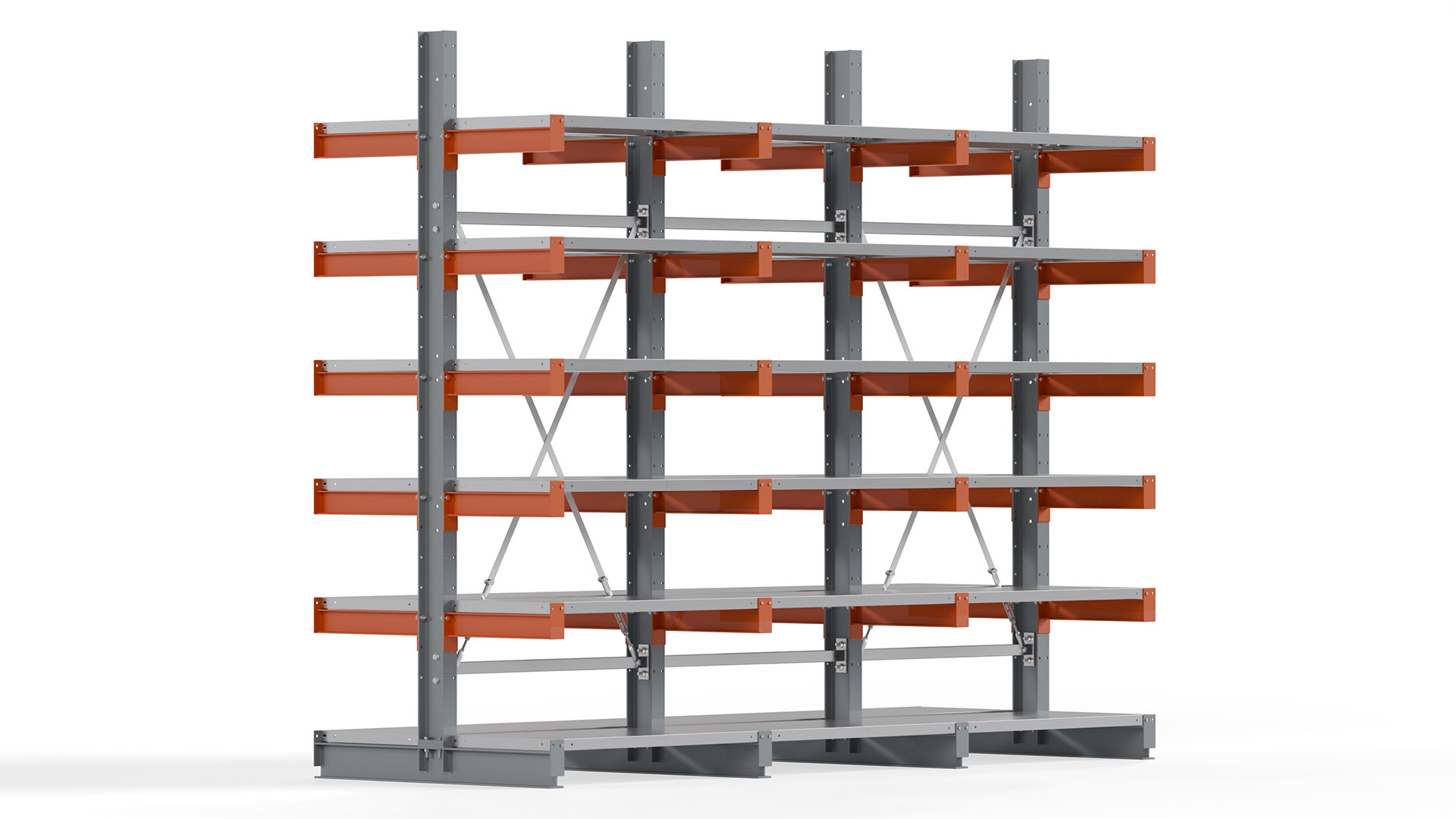 Kragarmregal KARL basic - lackiert - Breite: 300 cm - Höhe: 250 cm - Tiefe: 50 cm - Traglast je Kragarm: 870 kg - beidseitig