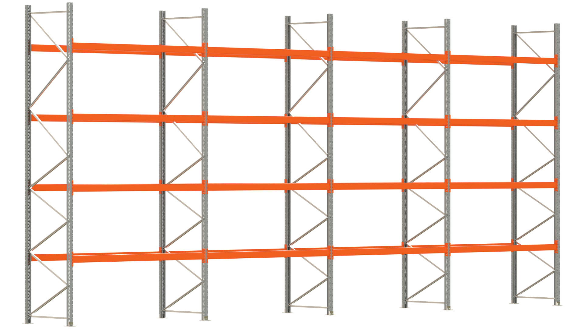 Palettenregal ARTUS - Breite 1122,5 cm - Höhe 500 cm - Tiefe 110 cm - Fachlast 2250 kg - 60 Palettenstellplätze