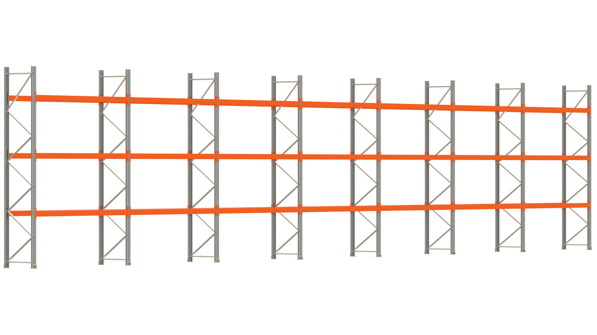 Palettenregal ARTUS - Breite 1958 cm - Höhe 400 cm - Tiefe 80 cm - Fachlast 2000 kg - 56 Palettenstellplätze