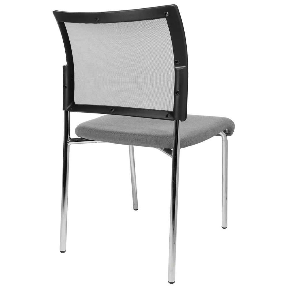 Stapelstuhl, Sitz-BxTxH 480x450x430 mm, Gesamthöhe 830 mm, 4-Fuß-Gestell verchromt, Netzrücken schwarz, Sitzpolster schwarz/hellgrau, VE 2 Stück