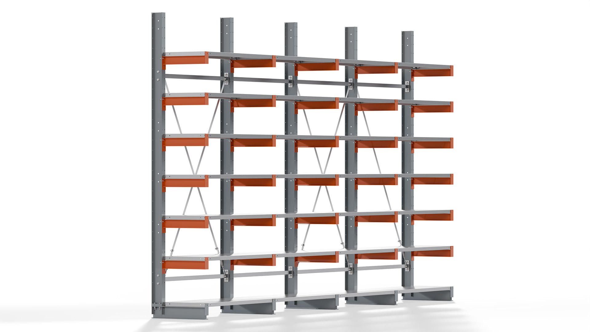 Kragarmregal KARL basic - lackiert - Breite: 512 cm - Höhe: 300 cm - Tiefe: 50 cm - Traglast je Kragarm: 870 kg - einseitig