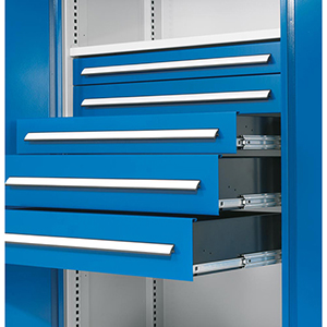 Schublade, enzianblau RAL 5010, Traglast 110 kg, BxH 1000x175 mm