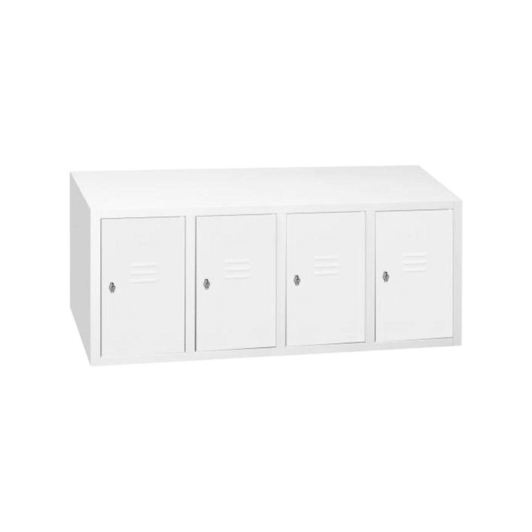 Aufsatzschrank für Spinde, 4 Abteile, für Spindbreite 120 cm, Höhe 50 cm, Tiefe 50 cm, RAL 7035 Lichtgrau
