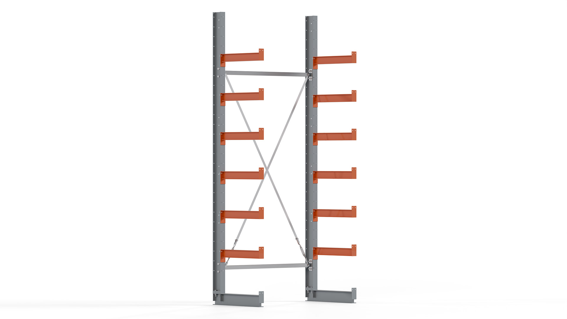 Kragarmregal KARL basic - lackiert - Breite: 128 cm - Höhe: 300 cm - Tiefe: 60 cm - Traglast je Kragarm: 730 kg - einseitig
