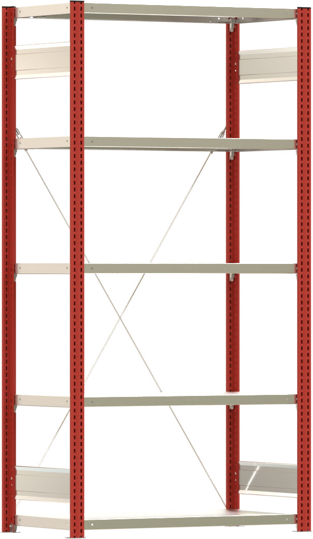 Fachbodenregal BERT - Breite: 100,5 cm - Tiefe: 50 cm - Höhe: 200 cm - 5 Böden - Grundregal