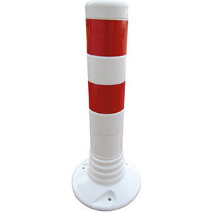 Flexipfosten, weiß/rot m. 2 retroreflektierenden Streifen, Polyurethan H. 450 mm, Durchm. 80 mm, ohne Befestigungsmaterial