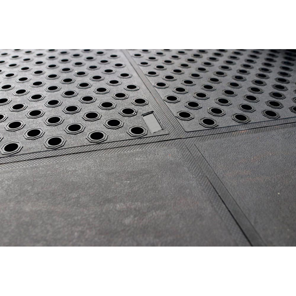 Arbeitsplatzmatte, Anti-Ermüdungsfliese im Stecksystem, BxT 500x500 mm, geöffnete Oberfl., schwarz,