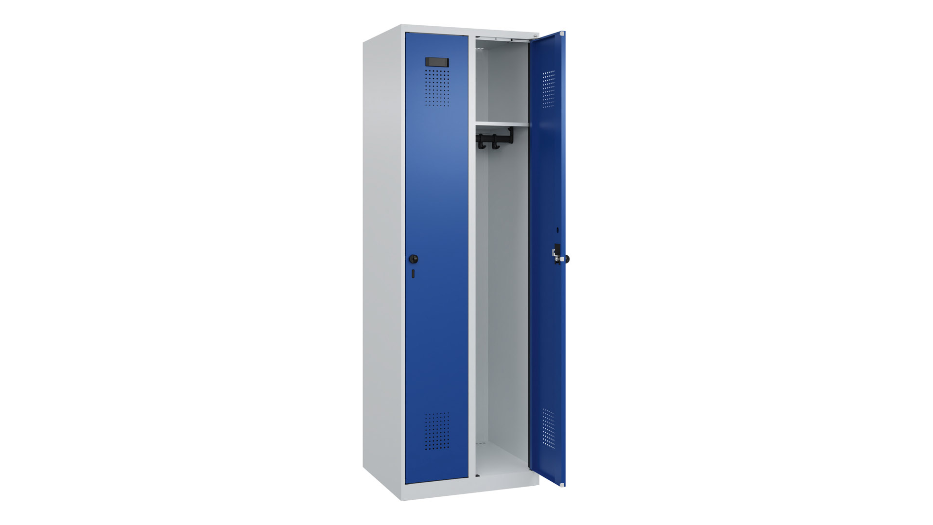 Spind - Garderobenschrank, Breite 60 cm, Höhe 185 cm, Tiefe 50 cm, 2 Abteile