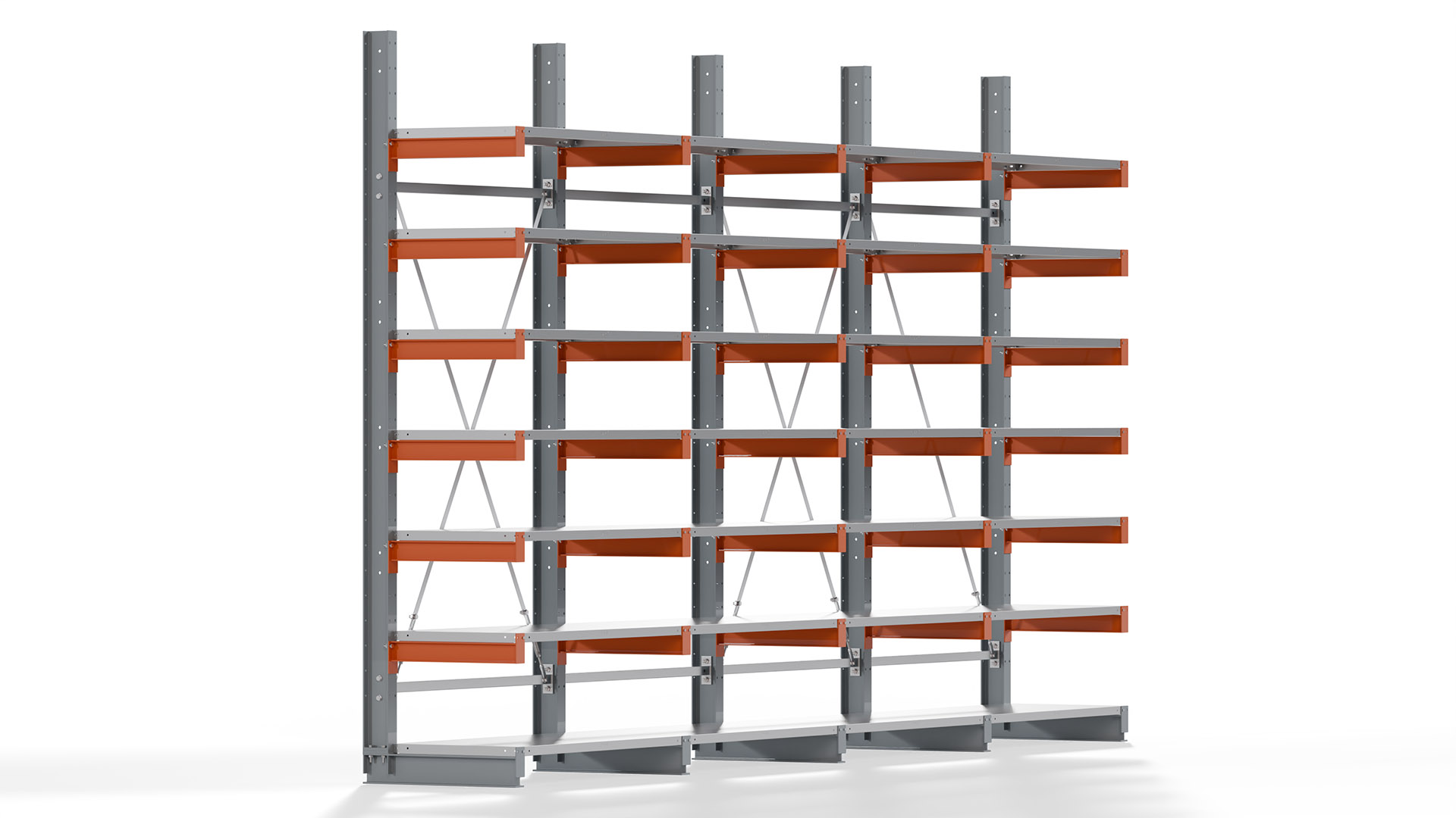 Kragarmregal KARL basic - lackiert - Breite: 512 cm - Höhe: 300 cm - Tiefe: 60 cm - Traglast je Kragarm: 730 kg - einseitig