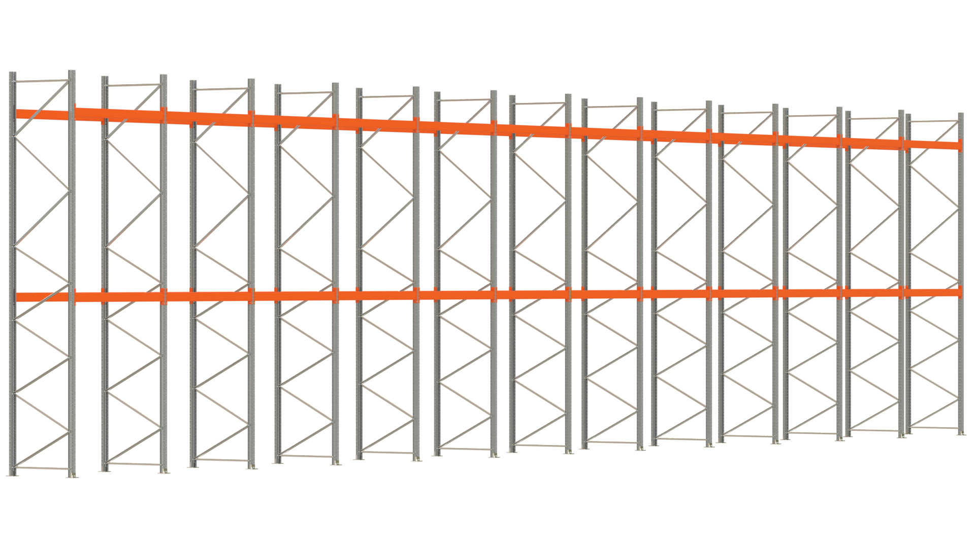 Palettenregal ARTUS - Breite 2390,5 cm - Höhe 550 cm - Tiefe 110 cm - Fachlast 2000 kg - 72 Palettenstellplätze