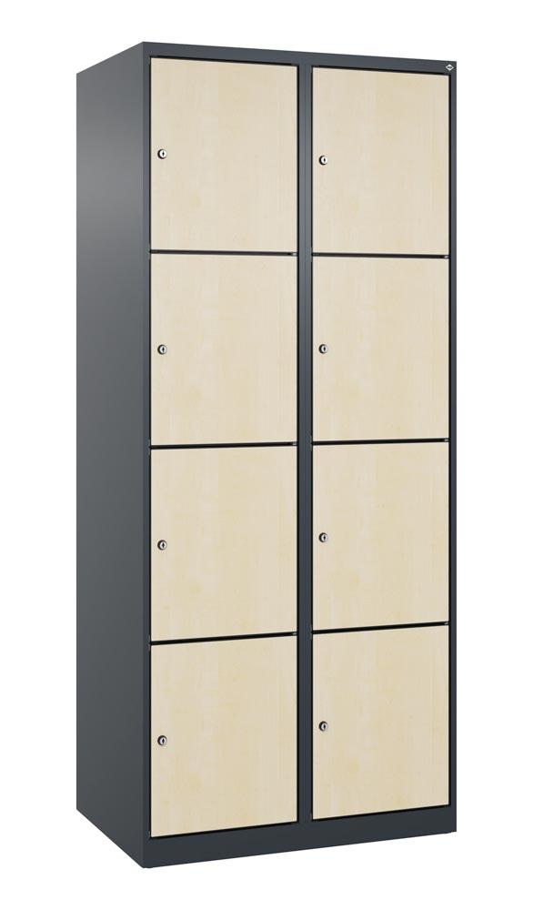 Fächerschrank mit MDF Türen, Breite 80 cm, Höhe 185 cm, Tiefe 50 cm, 8 Fächer