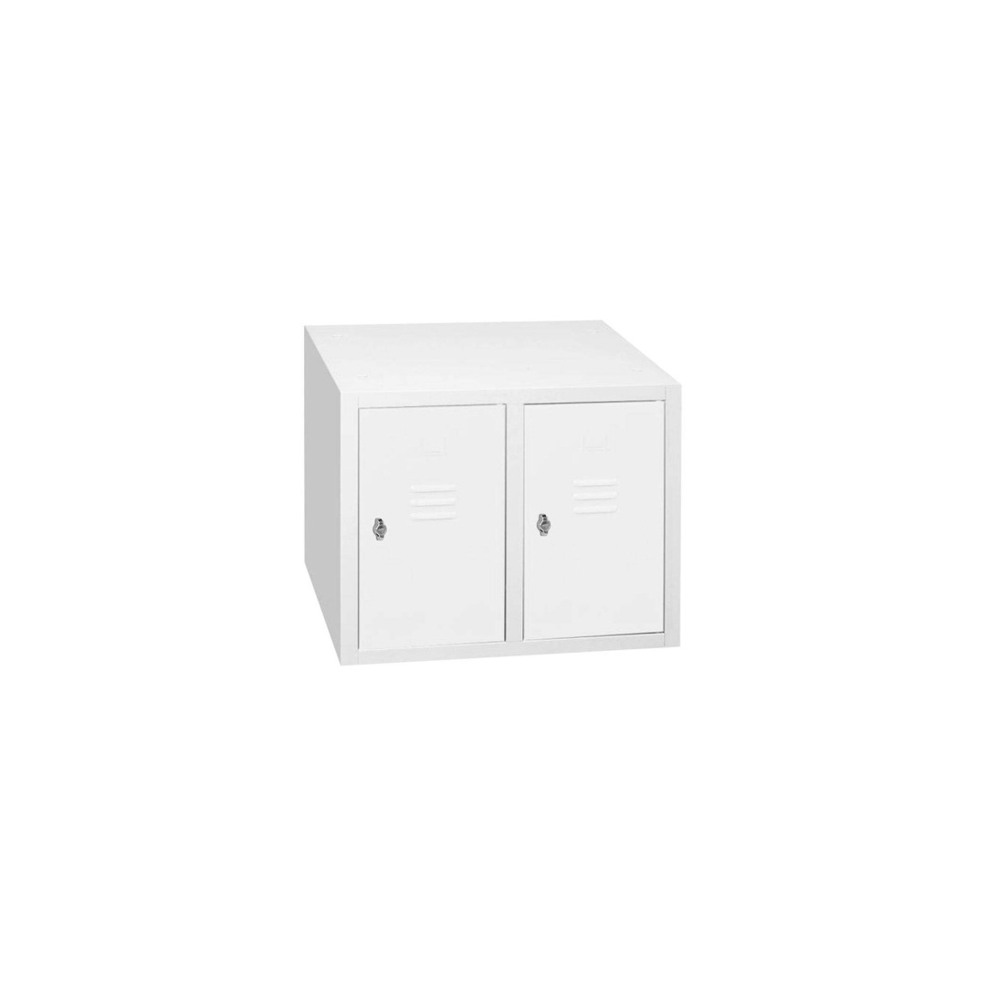 Aufsatzschrank für Spinde, 2 Abteile, für Spindbreite 60 cm, Höhe 50 cm, Tiefe 50 cm, RAL 7035 Lichtgrau