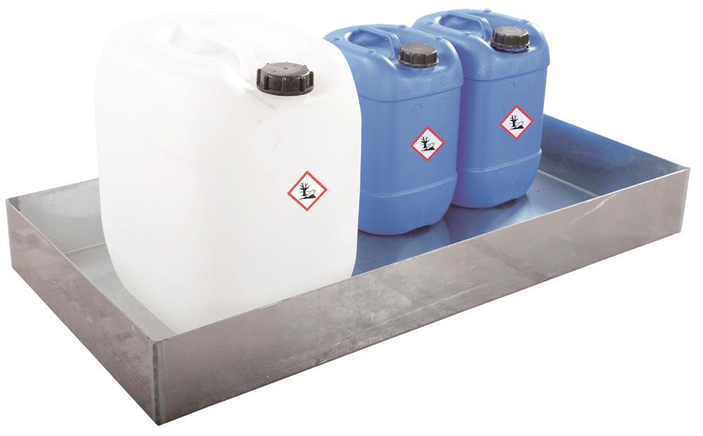 Kleingebindewanne, Stahl, BxTxH 1000x500x123 mm, Auffangvolumen 40 l